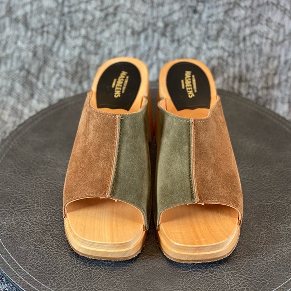 Swedish Hasbeens Suede Combo Clog Sandal Women's 38 - Picture 5 of 10